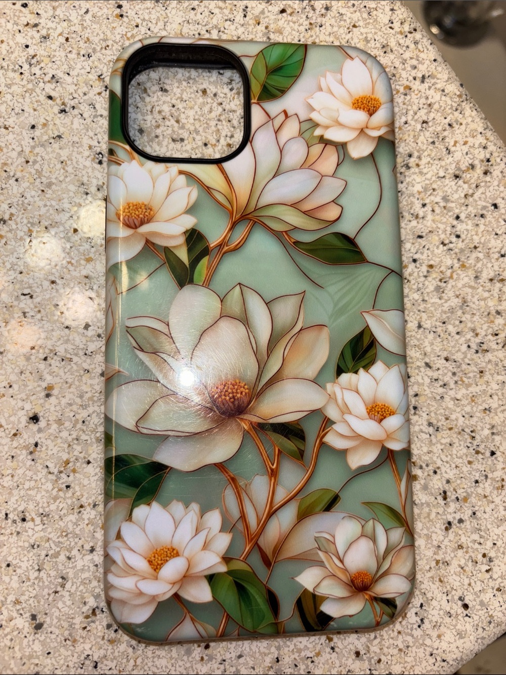 iPhone 15+ Magnolia Phone Case in Mint Green